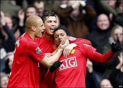 Nani,Ronaldo og Wes Brown