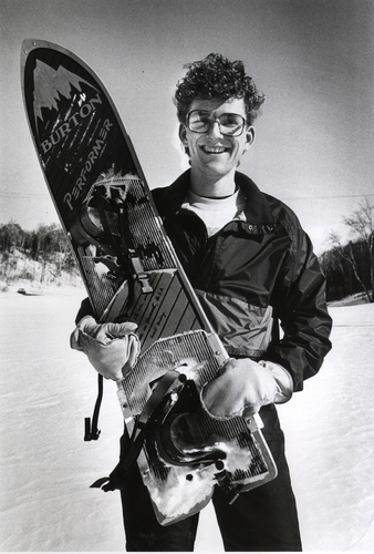 Jeff Tollefson and his Burton snowboard